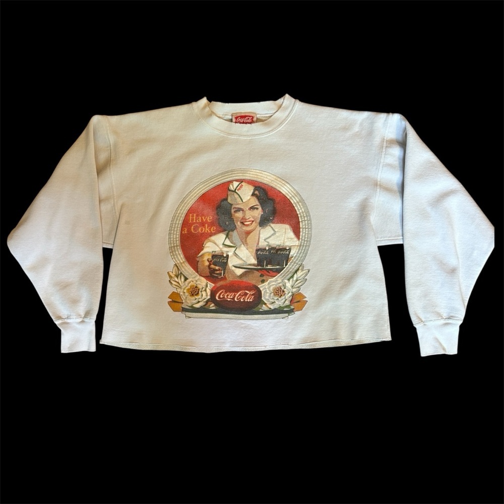 Vintage Coca-Cola Sweatshirt Retro Diner Girl Graphic Pullover Size Large - Picture 2 of 11